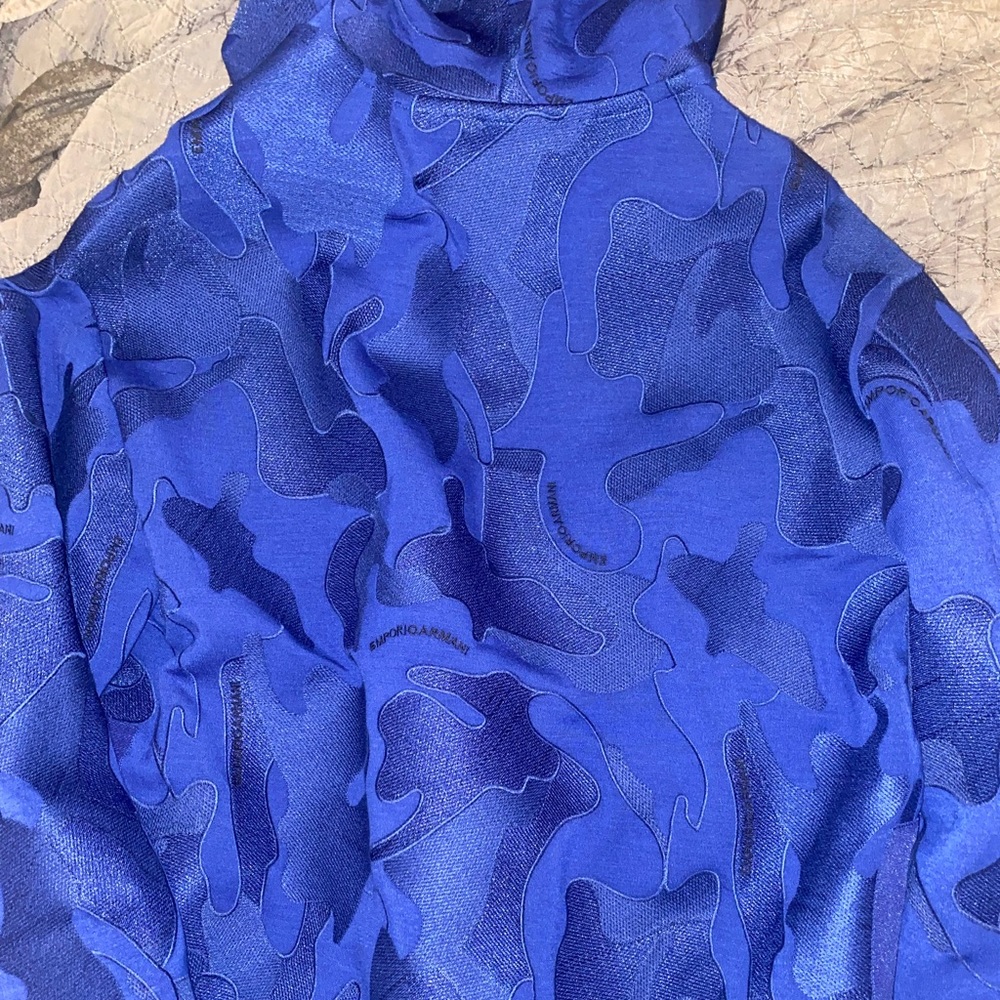 Emporio Armani blue camo hoodie - Picture 2 of 8